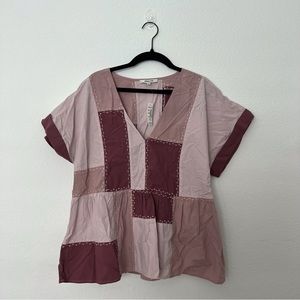 Madewell Signature Poplin Patchwork Peplum Top Size 12
